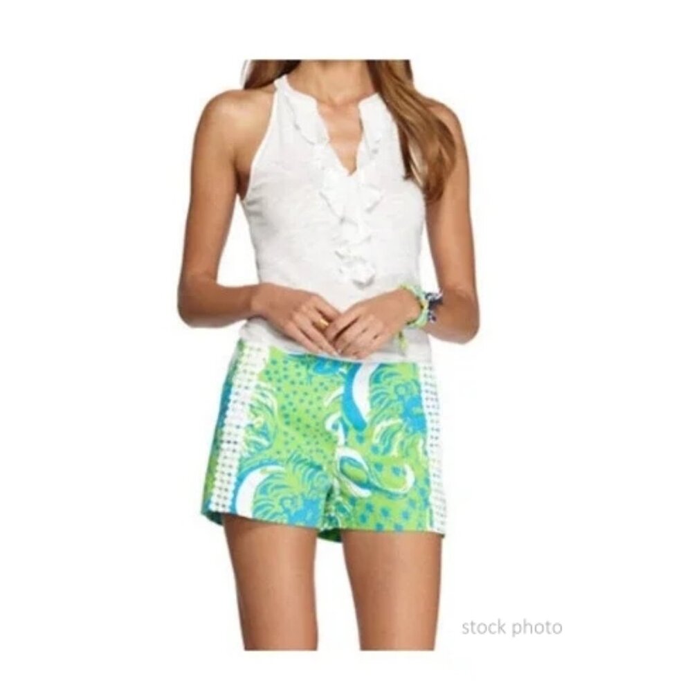 Lilly Pulitzer Limeade Roar of the Jungle Liza Shorts Size 4 Blue and Green